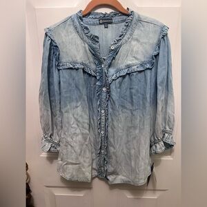 Democracy Light Blue Ruffle Blouse